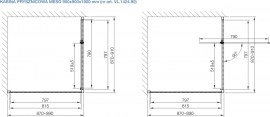 Rysunek techniczny kabina prysznicowa narożna kwadratowa MESO 90x90x190 cm chrom (VL.1424.90C ) (rt)