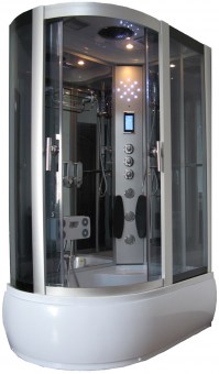 Kabina prysznicowa parowa narożna SGM-KL8701L hydromasaż oświetlenie Led masażer stóp 2 dozowniki ozonator 